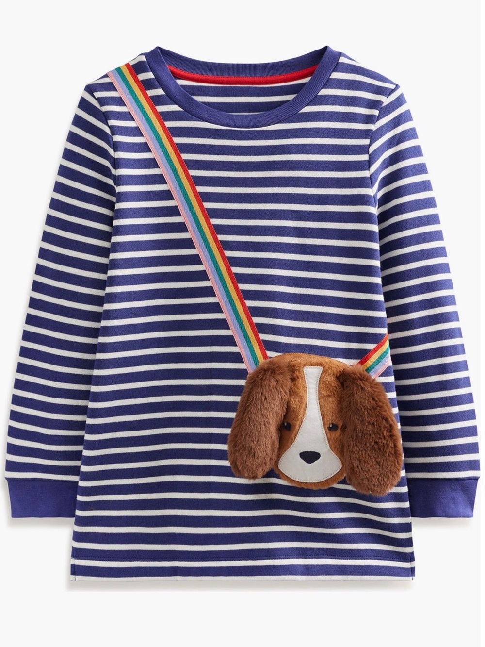 Mini Boden Puppy Purse Striped Long Sleeve T-shirt Tunic 2-3T